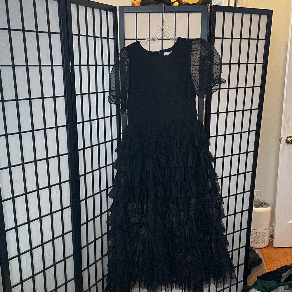 TCEC Black Sheer Sleeve Wedding Dress